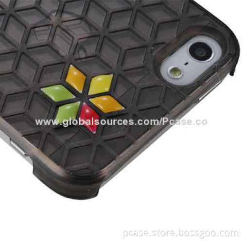 Transparent DIY TPU Mobile Phone Cases for iPhone 5, Grid Pattern with Peas for Your Options